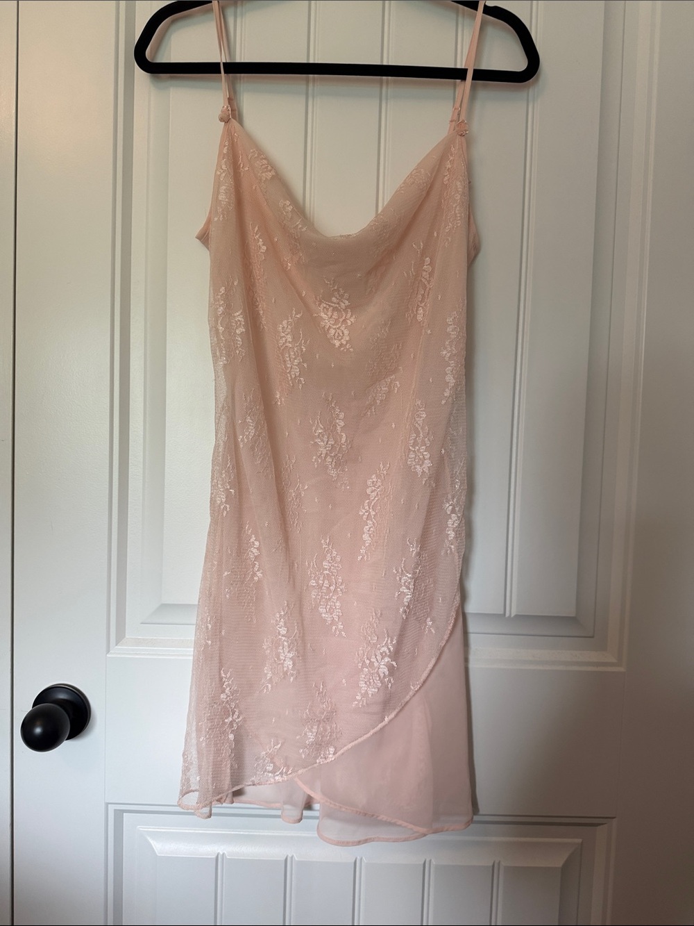 Delicate Blush Pink Lace Slip Chemise with Adjustable Straps